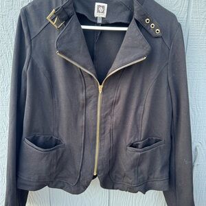 Anne Klein Black Utility Jacket with Gold Accents
